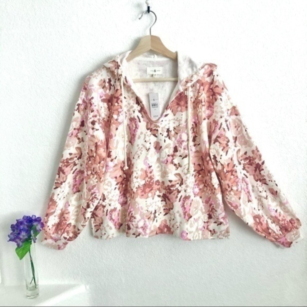 NEW LOU AND GREY OVERSIZED FLORAL HOODIE SMALL